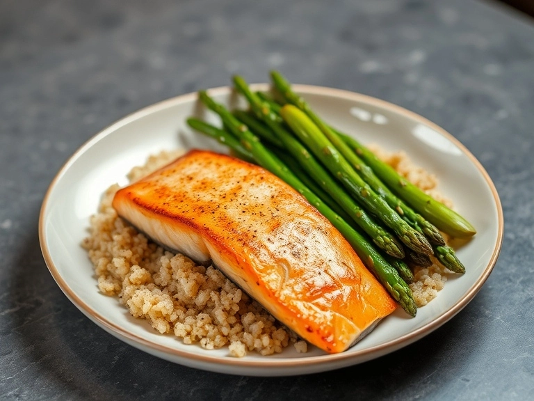 Baked Salmon Recipe with Asparagus and Quinoa